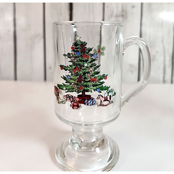 Luminarc Vintage Christmas Tree & Holly Glass Mugs Set Of 2 | Holiday Hostess - Picture 2 of 14